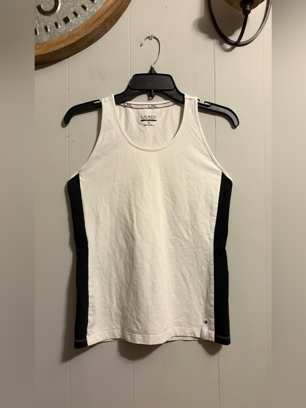 Ralph Lauren White Tank Top with Black Side Panels